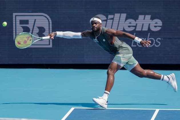August 13, 2025, Mason, Ohio, U.S: Frances Tiafoe (USA) tries to reach a shot to the corner during WednesdayÃ¢â‚¬â ¢s Round of 16 of the Cincinnati Open at the Lindner Family Tennis Center, Mason, Oh. Mason U.S - ZUMAs304 20250813_zaf_s304_037 Copyright: xScottxStuartx