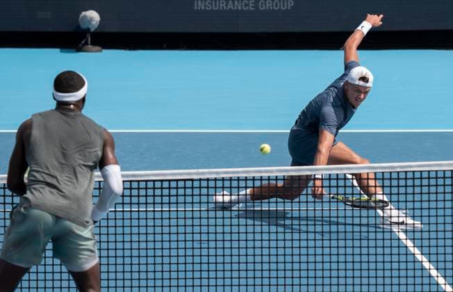 August 13, 2025: Frances Tiafoe (USA) retires in the second set against Holger Rune (DEN) with a final score of 6-4, 3-1, at the Cincinnati Open being played at Lindner Family Tennis Center in Mason, Ohio, {USA} Ã‚ Tennisclix Cal Media Mason USA - ZUMAc04_ 20250813_zma_c04_089 Copyright: xLesliexBillmanx