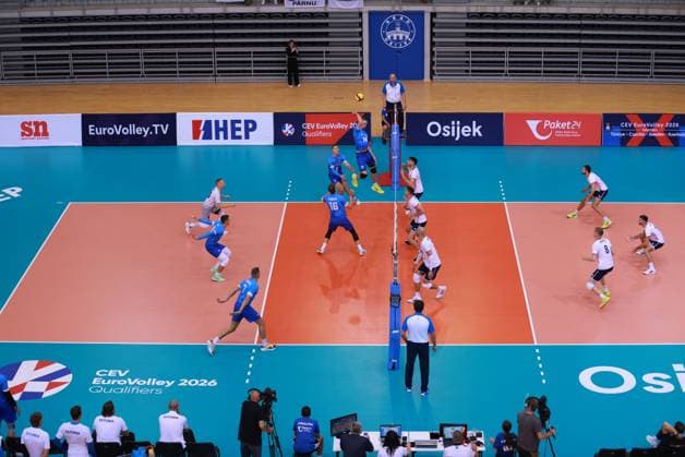 EuroVolley 2026 Qualification CRO vs EST General view of Gradski vrt hall during EuroVolley 2026 Qualification Phase, Pool D mach between Croatia and Estonia at Gradski vrt in Osijek, Croatia on August 13, 2025.  DavorxJavorovic PIXSELL