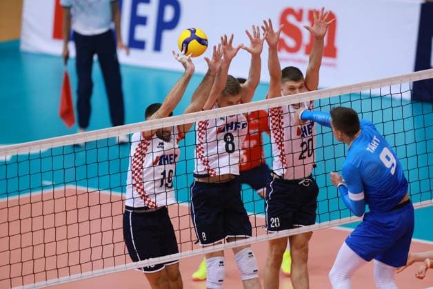 EuroVolley 2026 Qualification CRO vs EST Robert Taht of Estonia in action during EuroVolley 2026 Qualification Phase, Pool D mach between Croatia and Estonia at Gradski vrt in Osijek, Croatia on August 13, 2025.  DavorxJavorovic PIXSELL