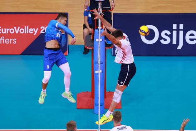 EuroVolley 2026 Qualification CRO vs EST Robert Taht of Estonia in action during EuroVolley 2026 Qualification Phase, Pool D mach between Croatia and Estonia at Gradski vrt in Osijek, Croatia on August 13, 2025.  DavorxJavorovic PIXSELL