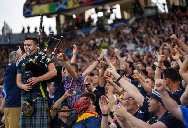 Scotland v Hungary - EURO 2024 STUTTGART, GERMANY - JUNE 23: Scottish fans cheer at the stands during the UEFA EURO, EM, Europameisterschaft,Fussball 2024 Group A football match between Scotland and Hungary at Stuttgart Arena in Stuttgart, Germany on June 23, 2024. Germany World. Editorial use only. Please get in touch for any other usage.  Copyright: x2025xAnadoluxMahmutxSerdarxAlakuÅüx