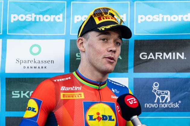 August 13, 2025, Gladsaxe, Denmark: Mads Pedersen of Denmark and Lidl - Trek speaks to the press during the mixed zone after 2 stage of PostNord Danmark Rundt 2025. The second stage of the PostNord Danmark Rundt 2025 cycling race starts in Rodovre and finishes in Gladsaxe. Gladsaxe Denmark - ZUMAs197 20250813_aaa_s197_099 Copyright: xKristianxTuxenxLadegaardxBergx