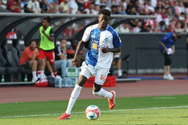 Grasshopper Bayern Bara Sapoko Ndiaye GC 12 08 2025 Stadion Letzigrund Zuerich, SWITZERLAND, Season 2025 2026 Men Soccer Test Match Grasshopper Club Zuerich FC Bayern Muenchen Bara Sapoko Ndiaye GC