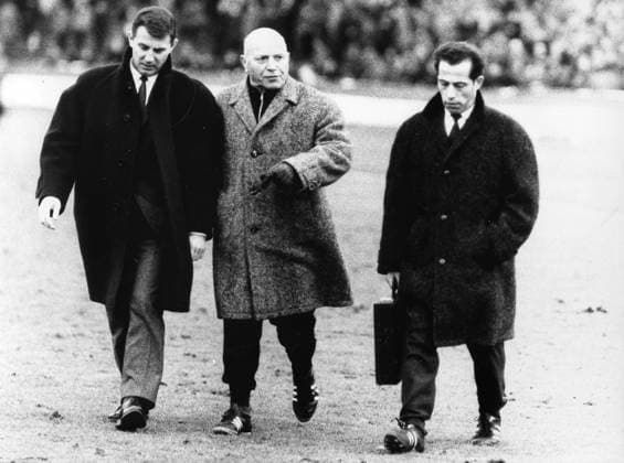 Soccer, Germany 1 FC Cologne u B Z v l n r Hans Schaefer, team manager Knoepfle and Club doctor Dr Beans 1965 ATTENTION date estimated !ACHTUNG AUFNAHMEDATUM GESCHÄTZT!