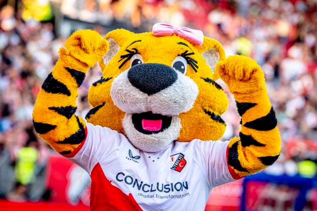 MAscotte of FC Utrecht during the match Utrecht Servette at the Galgenwaard stadium for the UEFA Europa League Third qualifying round 2nd leg season 2025 2026 in UTRECHT, Netherlands on 14 august 2025, photo by Marcel van Dorst EYE4images DeFodi Images