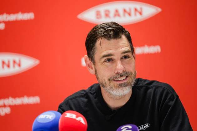 UEFA Europa Leauge Qualification 2025 SK Brann BK Häcken Bergen 20250814 Branns coach Freyr Alexandersson at the press conference after the UEFA Europa Leauge qualifying match between SK Brann and BK Häcken at Brann Stadium Photo Paul S Amundsen NTB Bergen Norway EDITORIAL USE ONLY RESTRICTED USE FOR BETTING COMPANIES  Copyright: xPaulxS.xAmundsenx xNTBx