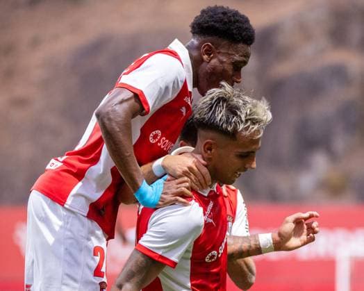 August 14, 2025, Braga, Braga, Portugal: RODRIGO ZALAZAR from SC Braga seen celebrating his goal during the UEFA Europe League 2025 26 Playoff round match between SC Braga and CFR Cluj at Estadio Municipal de Braga on August 14, 2025 in Braga, Portugal. Braga Portugal - ZUMAl192 20250814_zsp_l192_047 Copyright: xMiguelxLemosx