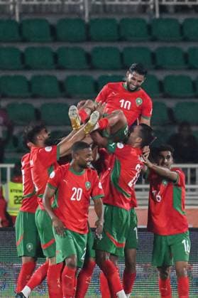 Morocco v Zambia - Africa Cup of Nations NAIROBI, KENYA - AUGUST 14: Players of Morocco celebrate after a goal during Africa Cup of Nations Group A football match between Morocco and Zambia at Nyayo National Stadium in Nairobi, Kenya on August 14, 2025. Edwin Ndeke Anadolu Nairobi Kenya. Editorial use only. Please get in touch for any other usage.  Copyright: x2025xAnadoluxEdwinxNdekex