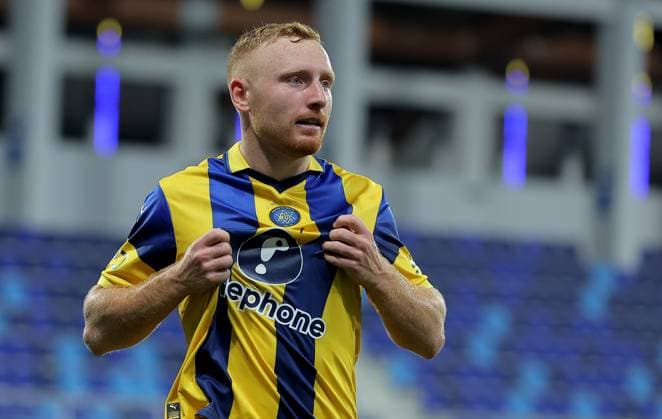 (250815) -- BACKA TOPOLA, Aug. 15, 2025 -- Ido Shahar of Maccabi Tel-Aviv celebrates after scoring his team s first goal during the third qualifying round 2nd leg football match between Maccabi Tel-Aviv of Israel and Hamrun Spartans of Malta at the UEFA Europa League in Backa Topola, Serbia, Aug. 14, 2025. (Photo by Xinhua) (SP)SERBIA-BACKA TOPOLA-FOOTBALL-UEFA EUROPA LEAGUE-MACCABI TEL AVIV VS HAMRUN SPARTANS PredragxMilosavljevic 