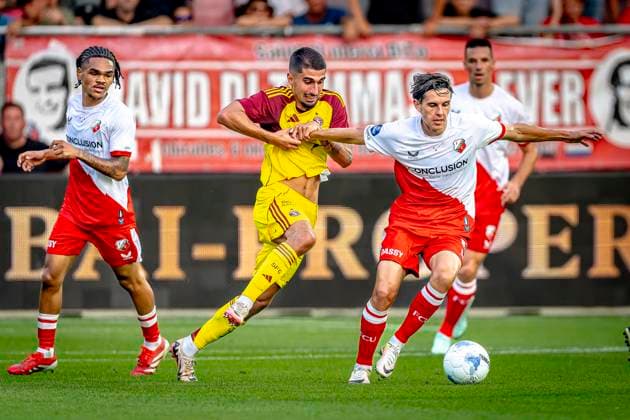 FC Utrecht midfielder Victor Jensen during the match Utrecht Servette at the Galgenwaard stadium for the UEFA Europa League Third qualifying round 2nd leg season 2025 2026 in UTRECHT, Netherlands on 14 august 2025, photo by Marcel van Dorst EYE4images DeFodi Images