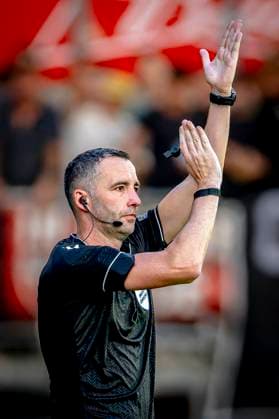 Referee Jocelyn Gourvennec during the match Utrecht Servette at the Galgenwaard stadium for the UEFA Europa League Third qualifying round 2nd leg season 2025 2026 in UTRECHT, Netherlands on 14 august 2025, photo by Marcel van Dorst EYE4images DeFodi Images