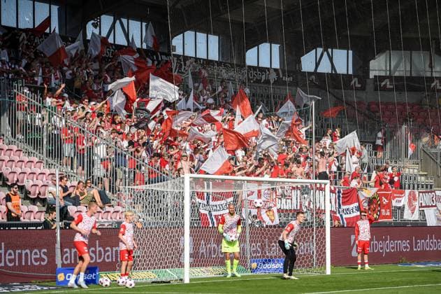 FC Midtjylland v Fredrikstad, UEFA Europa League qualification, Herning, Denmark Herning, Denmark. 14th, August 2025. Football fans of Fredrikstad seen on the stands at the UEFA Europa League qualification match between FC Midtjylland and Fredrikstad at MCH Arena in Herning. Denmark, Herning  Copyright: xGonzalesxPhoto MortenxKjaerx