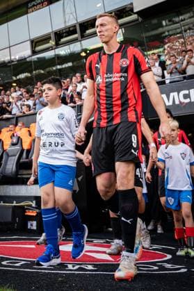 FC Midtjylland v Fredrikstad, UEFA Europa League qualification, Herning, Denmark Herning, Denmark. 14th, August 2025. Adam Buksa (9) of FC Midtjylland seen during the UEFA Europa League qualification match between FC Midtjylland and Fredrikstad at MCH Arena in Herning. Denmark, Herning  Copyright: xGonzalesxPhoto MortenxKjaerx