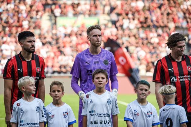 FC Midtjylland v Fredrikstad, UEFA Europa League qualification, Herning, Denmark Herning, Denmark. 14th, August 2025. Goalkeeper Elias Olafsson of FC Midtjylland seen during the UEFA Europa League qualification match between FC Midtjylland and Fredrikstad at MCH Arena in Herning. Denmark, Herning  Copyright: xGonzalesxPhoto MortenxKjaerx