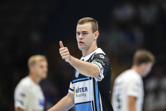HANDBALL WARTBURG CUP 2025 THSV EISENACH SKANDERBORG HANDBOLD FOR EDITORIAL PURPOSES ONLY p 15 08 2025 Eisenach Handball Wartburg Cup 2025 Werner Assmann Halle ThSV Eisenach Skanderborg Handbold in photo Max Beneke 9 ThSV Eisenach after his first goal Germany Thuringia Eisenach Copyright SaschaxFromm Copyright: SaschaxFromm doc81yo6k9gs2q11jm6rh6n ,EDITORIAL USE ONLY Copyright: SaschaxFromm