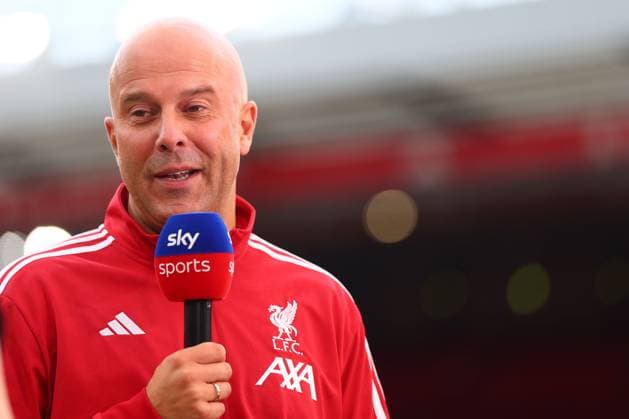 Liverpool manager Arne Slot is interviewed by Gary Neville, Jamie Carragher and Kelly Cates on Sky Sports before the start of the match Liverpool v AFC Bournemouth, Premier League, Football, Anfield, Liverpool, UK - 15 Aug 2025Liverpool Anfield United Kingdom EDITORIAL USE ONLY No use with unauthorised audio, video, data, fixture lists, club league logos or live services. Online in-match use limited to 120 images, no video emulation. No use in betting, games or single club league player publications. Copyright: xPaulxCurrie Shutterstockx 15438038bo