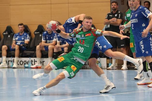 15 08 2025, xgox, handball, Wartburg Cup, SC Magdeburg TBV Lemgo emspor v l Philipp Weber Magdeburg, 20 throws goal, Torschuetze, scores goal, Treffer, scores the goal Eisenach