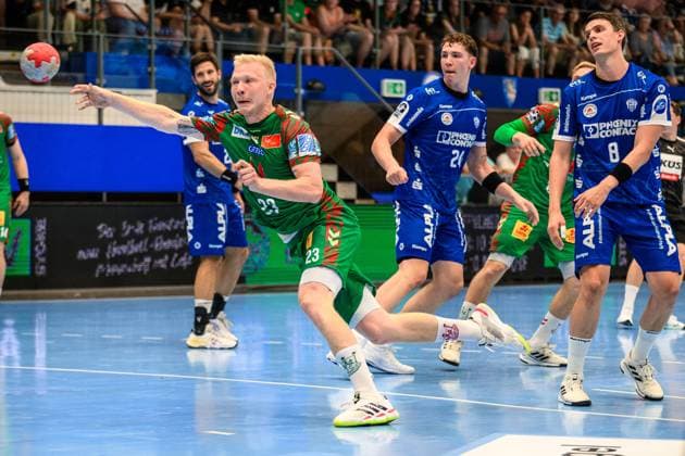 Magnus, Saugstrup KM, SC Magdeburg, 23 , Joel, Willecke KM, TBV Lemgo Lippe, 24 , Frederik, Simak RL, TBV Lemgo Lippe, 8 GER, SC Magdeburg v TBV Lemgo Lippe, Wartburg Cup Eisenach 2025, Handball, Season 2025 2026, 15 08 2025 GER, SC Magdeburg v TBV Lemgo Lippe, Wartburg Cup Eisenach 2025, Handball, Season 2025 2026, 15 08 2025 Eisenach Copyright: xEibner-Pressefoto MartinxHerbstx EP_MHT