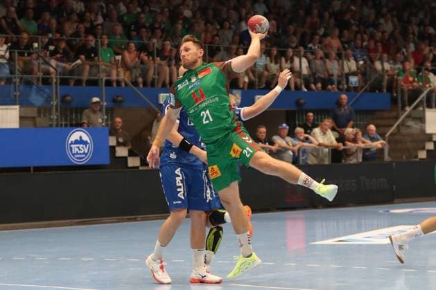 15 08 2025, xgox, handball, Wartburg Cup, SC Magdeburg TBV Lemgo emspor v l Albin Lagergren Magdeburg, 21 throws goal, Torschuetze, scores goal, Treffer, scores the goal Eisenach