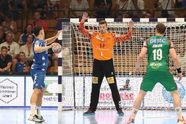 15 08 2025, xgox, Handball, Wartburg Cup, SC Magdeburg TBV Lemgo emspor v l Sergey Hernandez Ferrer Magdeburg, 1 at Siebenmeter Eisenach