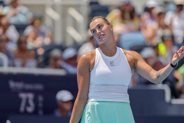 August 15, 2025, Mason, Ohio, U.S: Aryna Sabalenka (BLR) reacts to a shot during FridayÃ¢â‚¬â ¢s quarterfinal round of the Cincinnati Open at the Lindner Family Tennis Center, Mason, Oh. Mason U.S - ZUMAs304 20250815_zaf_s304_093 Copyright: xScottxStuartx