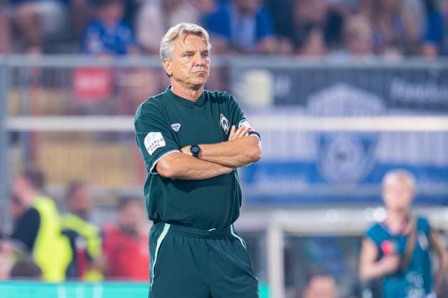 15 08 2025 Soccer, 2025 2026, 1 Main Round, DSC Arminia Bielefeld SV Werder Bremen Horst Steffen Coach Bremen DFB REGULATIONS PROHIBIT ANY USE OF PHOTOGRAPHS AS IMAGE SEQUENCES AND OR QUASI VIDEO