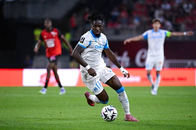 FOOTBALL : Rennes vs Marseille - Ligue 1 - 15 08 2025 Jonathan Rowe ( 17 - Olympique Marseille ) during the Ligue 1 match between Stade Rennais FC and Olympique de Marseille at Roazhon Park on August 15 , 2025 in Rennes, France. ( Photo by Federico Pestellini PsnewZ ) - RennesFrance  Copyright: xFedericoxPestellinix