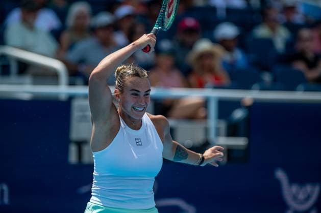 Cincinnati Open Quarterfinals: Aryna Sabalenka V Elena Rybakina Aryna Sabalenka is seen during her quarterfinals match at the Cincinnati Open in Mason, Ohio, on August 15, 2025. Mason Ohio United States  Copyright: xJasonxWhitmanx originalFilename:whitman-cincinna250815_npp4X.jpg