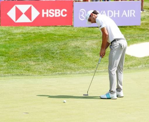 WESTFIELD, IN - AUGUST 15: LIV golfer Joaquin Niemann of Torque GC makes a birdie putt on the first hole during the first round of LIV Golf Indianapolis on August 15, 2025, at The Club at Chatham Hills in Westfield, Indiana. (Photo by Brian Spurlock Icon Sportswire) GOLF: AUG 15 LIV Golf Indianapolis EDITORIAL USE ONLY Icon25081514
