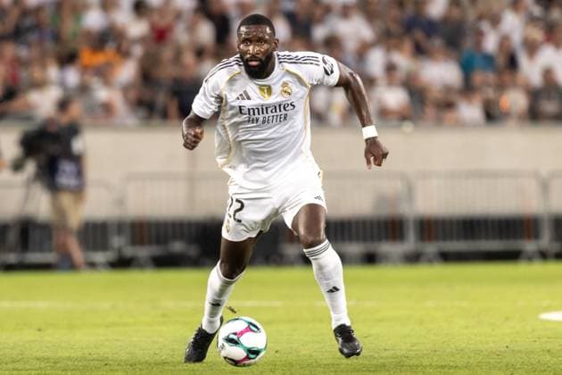 12 08 2025, Tivoli Stadion, Innsbruck, AUT, Testspiel, WSG Tirol vs Real Madrid, im Bild Antonio Rüdiger Madrid Antonio Rüdiger Madrid during an international friendly match between WSG Tirol and Real Madrid at the Tivoli Stadium in Innsbruck, Austria on 2025 08 12 Expa Innsbruck  EP_gro