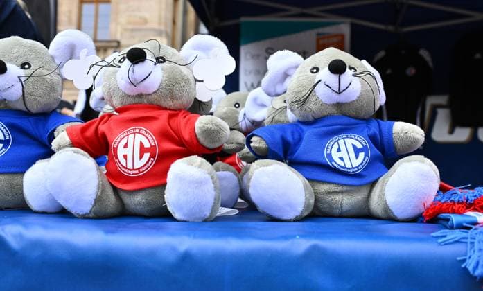 16 08 2025 Handball 1 Bundesliga Season 2025 2026 HC Erlangen HCE Event Season Opening xwoxzix Impression Stuffed Animals with Crest Logo Emblem