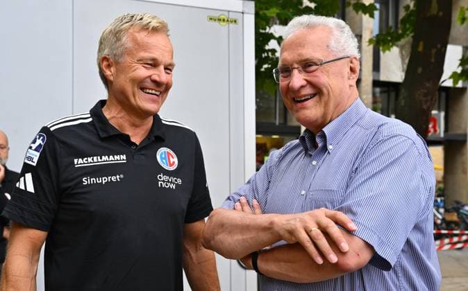 16 08 2025 Handball 1 Bundesliga Season 2025 2026 HC Erlangen HCE Event Season Opening xwoxzix Dr Carsten Bissel Chairman of the Supervisory Board of HC Erlangen Joachim Herrmann Bavarian State Minister of the Interior Bavaria