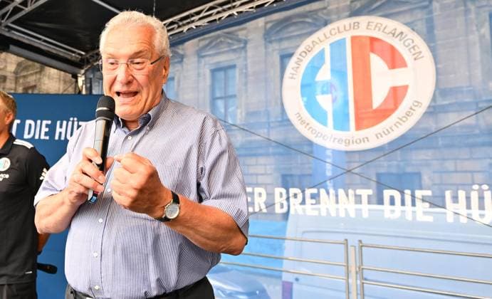 16 08 2025 Handball 1 Bundesliga Season 2025 2026 HC Erlangen HCE Event Season Opening xwoxzix Joachim Herrmann Bavarian Minister of the Interior Bavarian Minister of the Interior