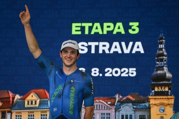 Cycling race Czech Tour - 3rd stage Prostejov - Ostrava, in Ostrava, Czech republic, on August 16, 2025. Winner of stage 3 Liam Walsh from the Ccache x Bodywrap team. (CTKxPhoto JaroslavxOzana) CTKPhotoP2025081604835  CTKPhotoP2025081604835