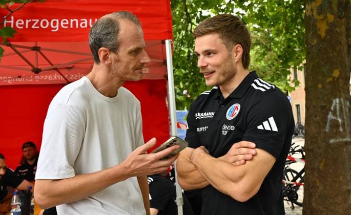 16 08 2025 Handball 1 Bundesliga Season 2025 2026 HC Erlangen HCE Event Season Opening xwoxzix Andreas Pöllinger VNP with Christopher Bissel 21, HC Erlangen HCE