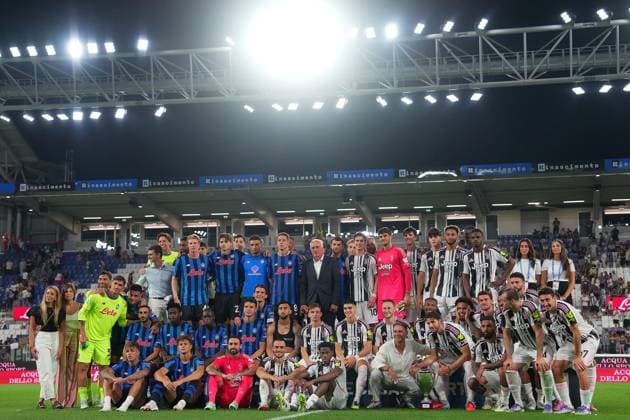 the award ceremony of the Bortolotti trophy, soccer match between Atalanta and Juventus at Gewiss Stadium in Bergamo , North Italy - Saturday , August 16 , 2025 . - Soccer  Copyright: xSpada LaPressex