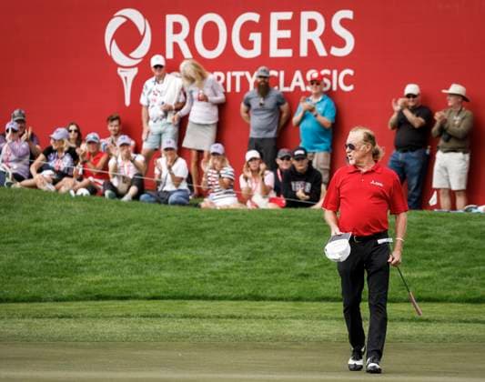 August 16, 2025, Calgary, Ab, CANADA: Miguel Angel Jimenez reacts to his putt on the on the 18th green during the PGA, Golf Herren Tour Champions golf event in Calgary, Alta., Saturday, Aug. 16, 2025. Miguel Angel Jimenez  - ZUMAc35_ 20250816_zaf_c35_196 Copyright: xJeffxMcintoshx