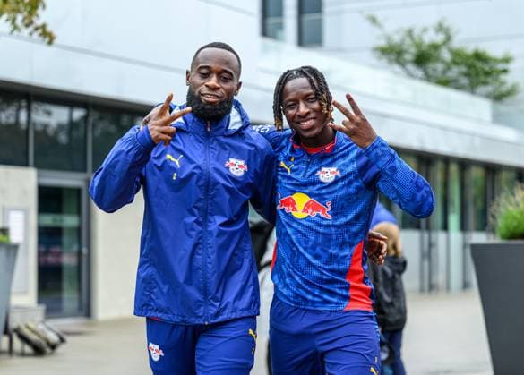 Leipzigs Lutsharel Geertruida and Amadou Haidara training RB Leipzig 05 August 2025 Leipzig, Red Bull Academy training RB Leipzig