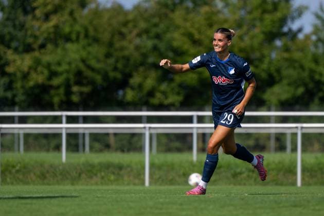 Selina Cerci TSG Hoffenheim, 29 celebrates the goal for 4 0, GER, TSG 1899 Hoffenheim vs FC Basel, Soccer Womens Bundesliga Test Match, Season 2025 2026, 16 08 2025 GER, TSG 1899 Hoffenheim vs FC Basel, Soccer Womens Bundesliga Test Match, Season 2025 2026, 16 08 2025 St Leon Copyright: xEibner-Pressefoto Memmlerx EP_MMR