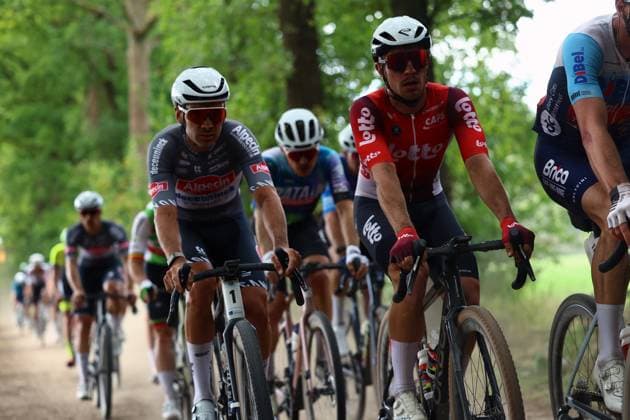 Belgian Gianni Vermeersch pictured in action during the elite race at the Belgian Gravel Championships, Sunday 17 August 2025, in Westerlo. DAVIDxPINTENS  x131385047x