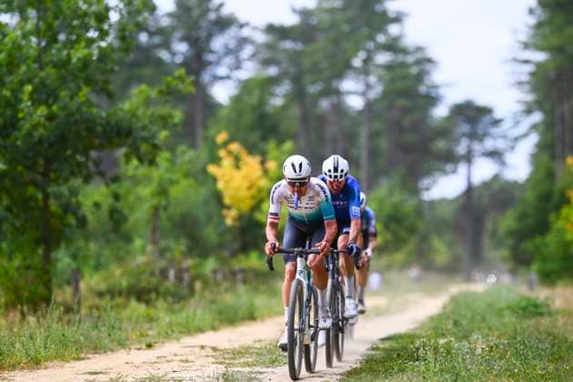Belgian 2025 National Championship Gravel Westerlo 17 08 2025 WESTERLO, BELGIUM - AUGUST 17 : Illustration picture of the escape pack during the Elite cycling Gravel race of the Belgian National Championships 2025 an UCI National Championships Gravel race with start and finish in Westerlo on August 17, 2025 in Westerlo, Belgium, 17 08 2025 Westerlo Belgium  Copyright: xGvgx
