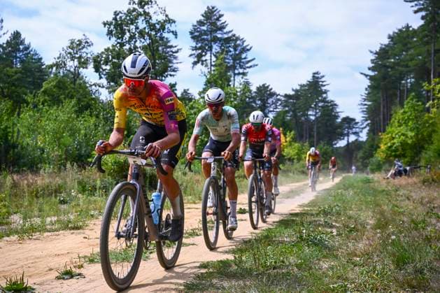 Belgian 2025 National Championship Gravel Westerlo 17 08 2025 WESTERLO, BELGIUM - AUGUST 17 : Verwilt Mauro of Team Tarteletto - Isorex in action, Janssens Arne during the Elite cycling Gravel race of the Belgian National Championships 2025 an UCI National Championships Gravel race with start and finish in Westerlo on August 17, 2025 in Westerlo, Belgium, 17 08 2025 Westerlo Belgium  Copyright: xGvgx