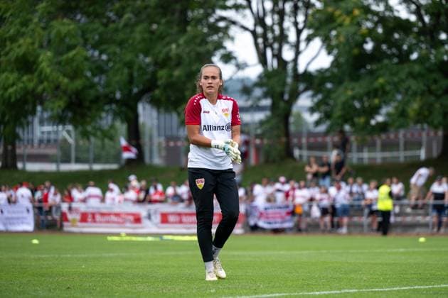 Kiara Beck VfB Stuttgart, 01 , GER, VfB Stuttgart vs 1 FSV Mainz 05, Soccer Women DFB Cup, Playoff, Season 2025 2026, 17 08 2025 GER, VfB Stuttgart vs 1 FSV Mainz 05, Soccer Women DFB Cup, Playoff, Season 2025 2026, 17 08 2025 Bad Cannstatt Copyright: xEibner-Pressefoto Memmlerx EP_MMR