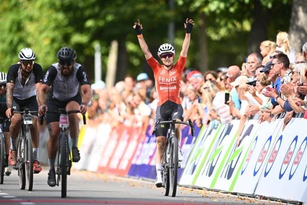Belgian 2025 National Championship Gravel Westerlo 17 08 2025 WESTERLO, BELGIUM - AUGUST 17 : Truyen Marthe (BEL) of Fenix-Deceuninck celebrating her victory during the Elite cycling Gravel race of the Belgian National Championships 2025 an UCI National Championships Gravel race with start and finish in Westerlo on August 17, 2025 in Westerlo, Belgium, 17 08 2025 Westerlo Belgium  Copyright: xGvgx