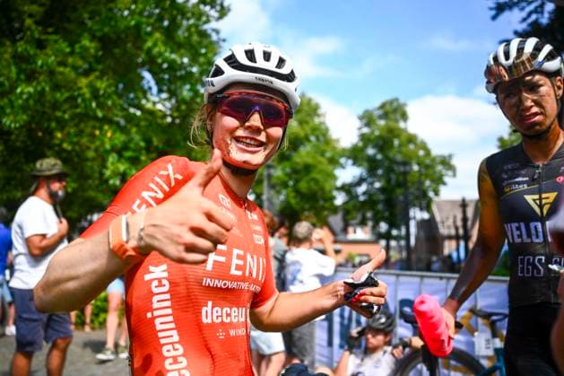 Belgian 2025 National Championship Gravel Westerlo 17 08 2025 WESTERLO, BELGIUM - AUGUST 17 : Truyen Marthe (BEL) of Fenix-Deceuninck celebrating her victory during the Elite cycling Gravel race of the Belgian National Championships 2025 an UCI National Championships Gravel race with start and finish in Westerlo on August 17, 2025 in Westerlo, Belgium, 17 08 2025 Westerlo Belgium  Copyright: xGvgx