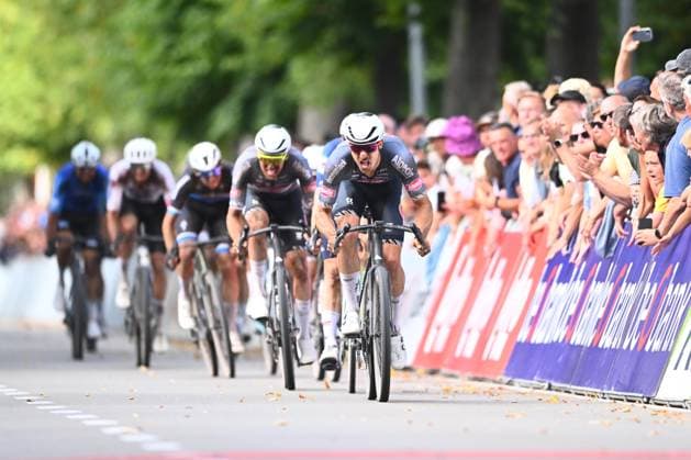 Belgian 2025 National Championship Gravel Westerlo 17 08 2025 WESTERLO, BELGIUM - AUGUST 17 : Vandeputte Niels (BEL) of Alpecin-Deceuninck in the final sprint during the Elite cycling Gravel race of the Belgian National Championships 2025 an UCI National Championships Gravel race with start and finish in Westerlo on August 17, 2025 in Westerlo, Belgium, 17 08 2025 Westerlo Belgium  Copyright: xGvgx