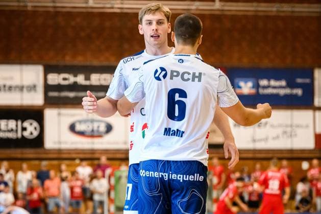 Bietigheim HBL 25 26 DHB Pokal SG BBM Bietigheim VfL Potsdam Dustin Kraus Potsdam , Markus Mahr Potsdam Bietigheim Bissingen Halle am Viadukt Baden Württemberg Germany
