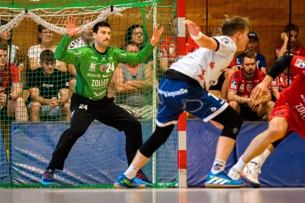Bietigheim: HBL - 25 26 - DHB-Pokal - SG BBM Bietigheim - VfL Potsdam Torhueter Martin Tomovski (Bietigheim) Bietigheim-Bissingen Halle am Viadukt Baden-Württemberg Deutschland