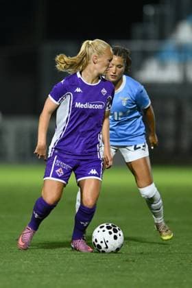 Sofie Bredgaard of A.C.F Fiorentina and Nicole Vernis of S.S. Lazio are in action during the friendly match between S.S. Lazio Women vs A.C.F. Fiorentina Femminile at the Mirko Fersini Stadium on August 17, 2025 in Formello, Italy.  Copyright: xDomenicoxCippitelli IPAxSportx xipa-agency.netx xx IPA_62617822 IPA_Agency_IPA62617822